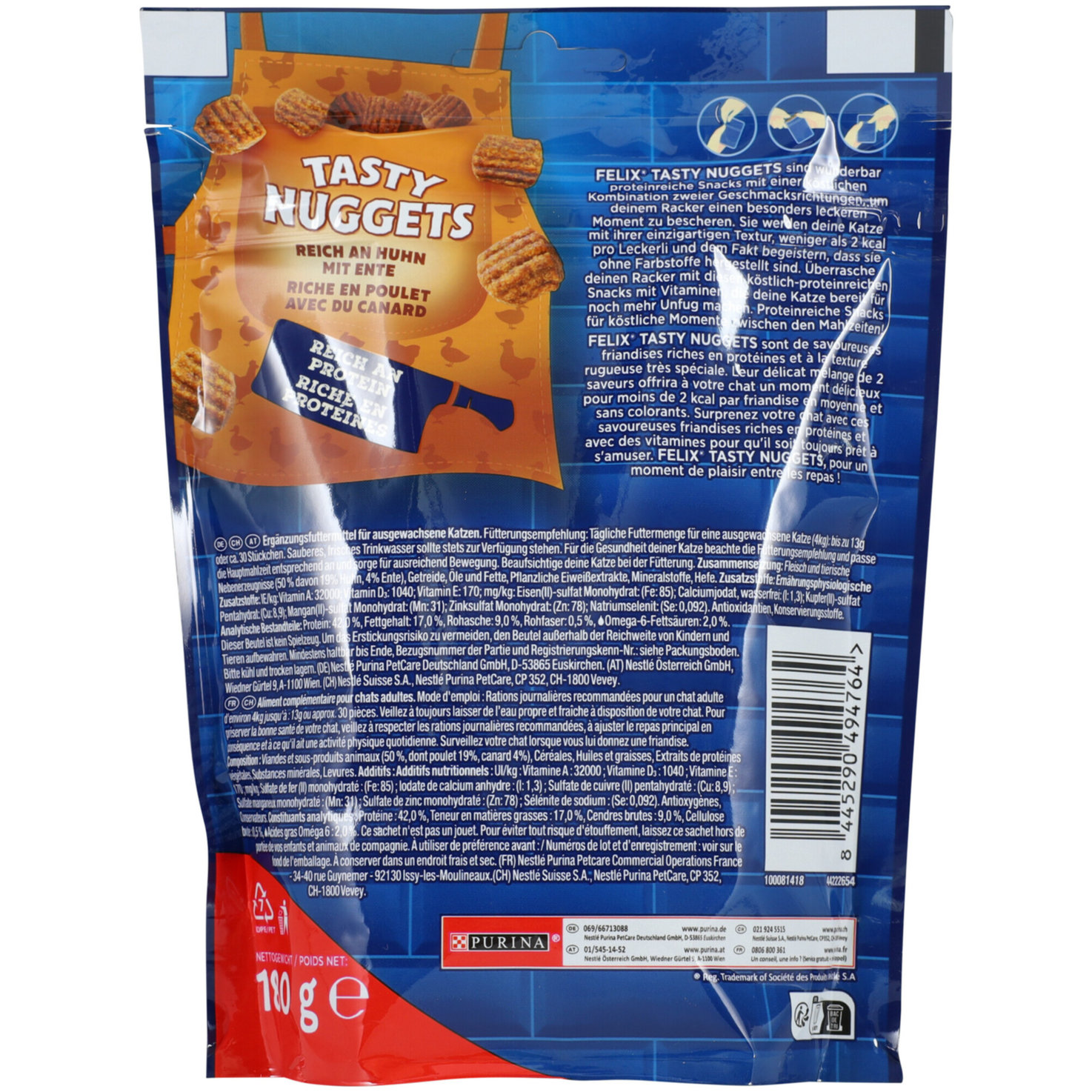 Felix Katzensnack Tasty Nuggets Huhn & Ente