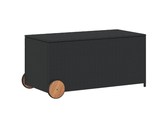 VIDAXL - Coffre Boîte de rangement de jardin et roues noir 190l résine tress...