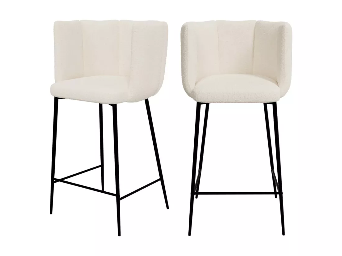 Lot de 2 chaises pour îlot central 67 cm en tissu bouclé beige - Rosy