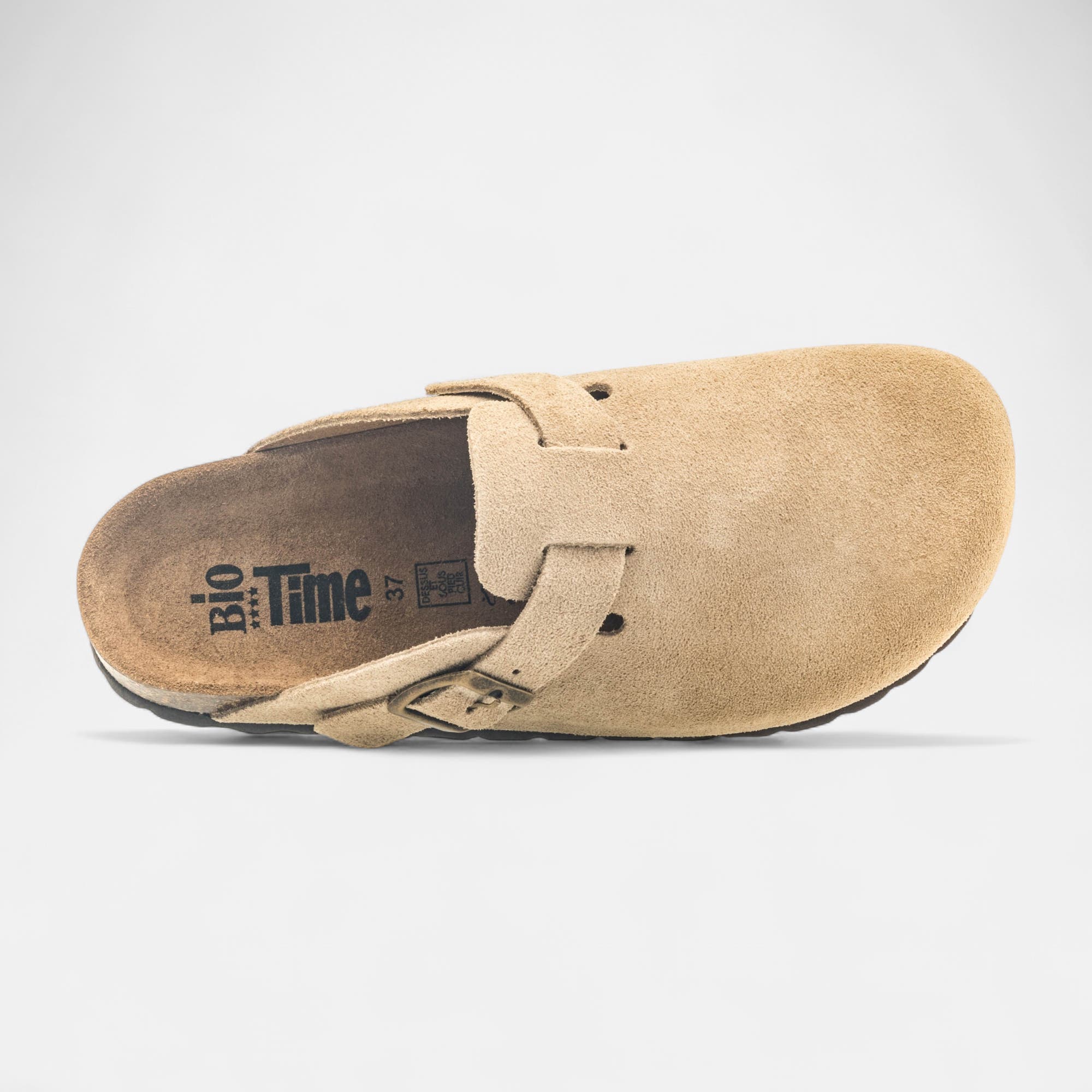 Mules semelle liège Garçon en cuir beige