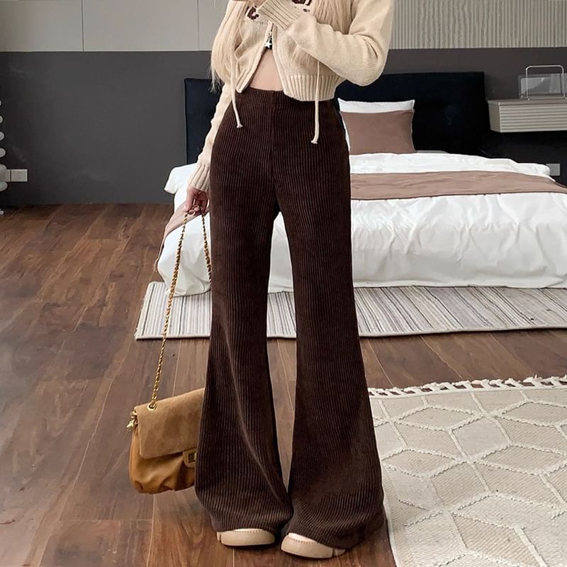 Bolgivy - Corduroy Boot Cut Broek met Hoge Taille