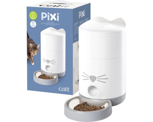 catit Pixi Smart automatische droogvoerbak voor huisdieren, wit, bedienbaar en programmeerbaar via gratis app, tot 12 maaltijden per dag, luchtdicht