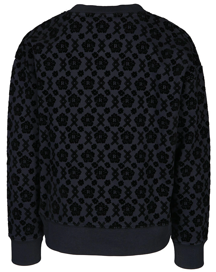 Sweat-Pullover BOXY mit Flockprint in blau/schwarz