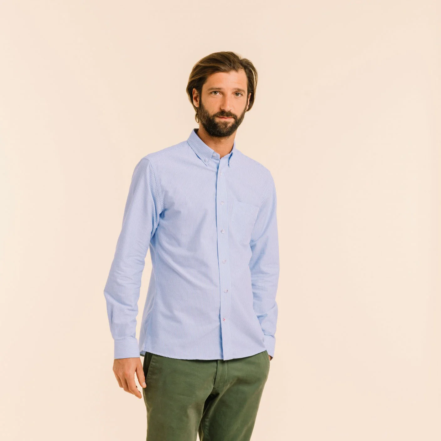 Sky blue striped oxford shirt