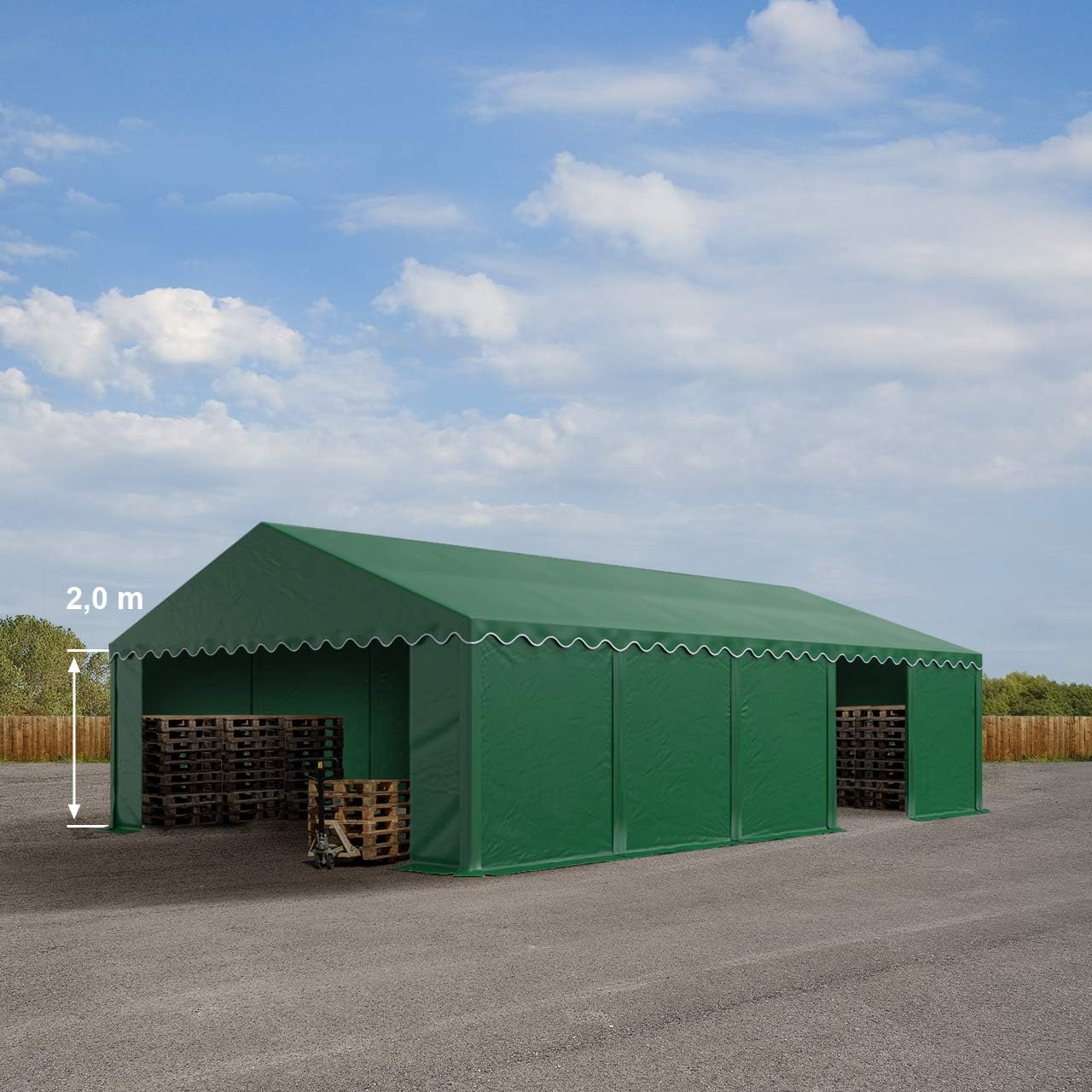TOOLPORT Lagerzelt 5x10 m Zelthalle Unterstand Weidezelt PVC Plane 700 N wasserdicht in dunkelgrün