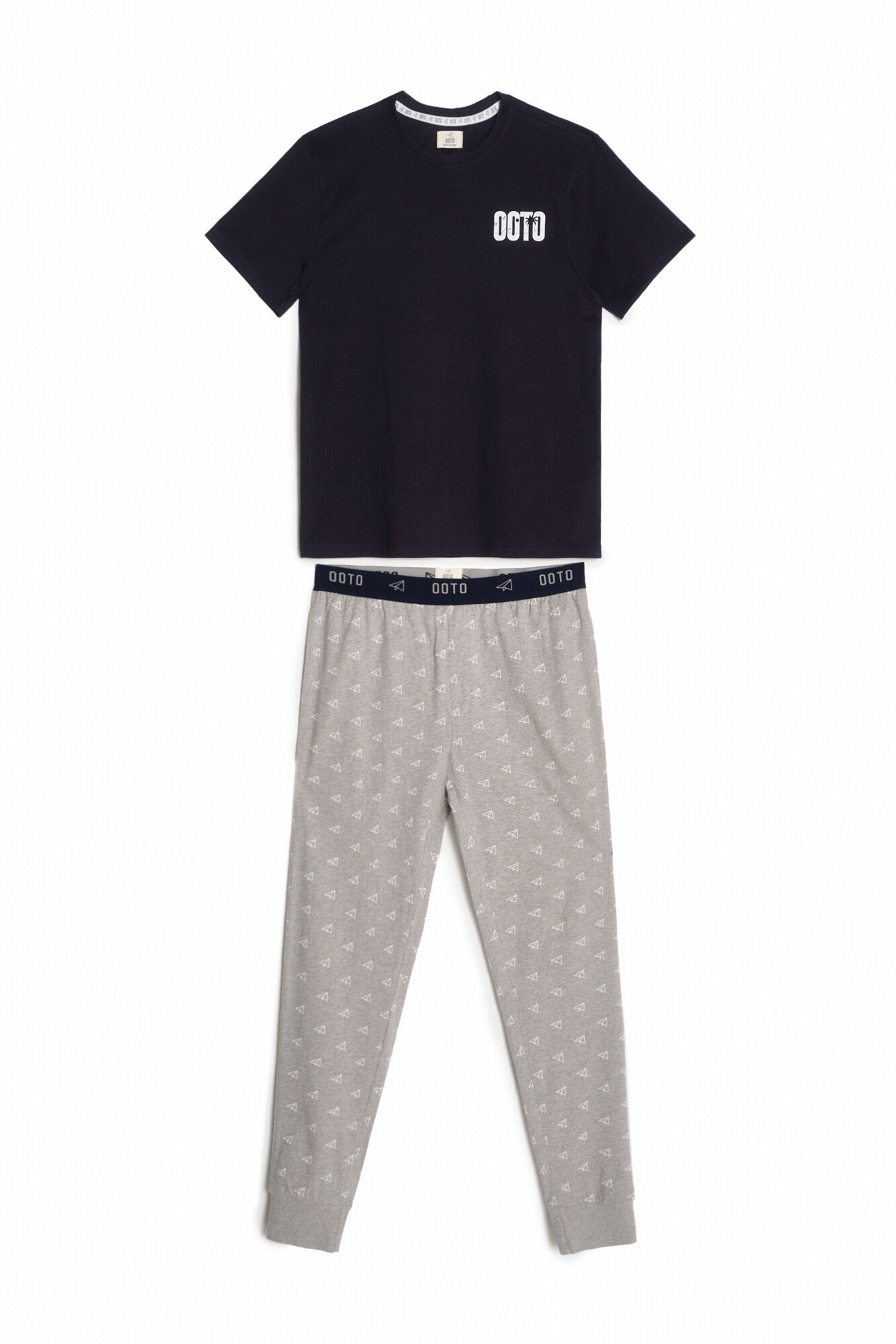 Conjunto de pijama de manga curta. - Azul marinho