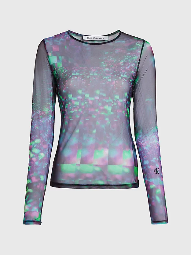 Blusa de manga comprida em tule transparente
