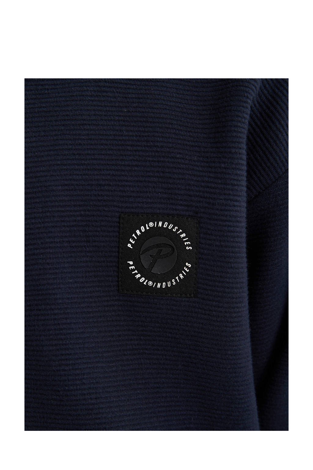Petrol Industries sweatvest donkerblauw rib gebreid