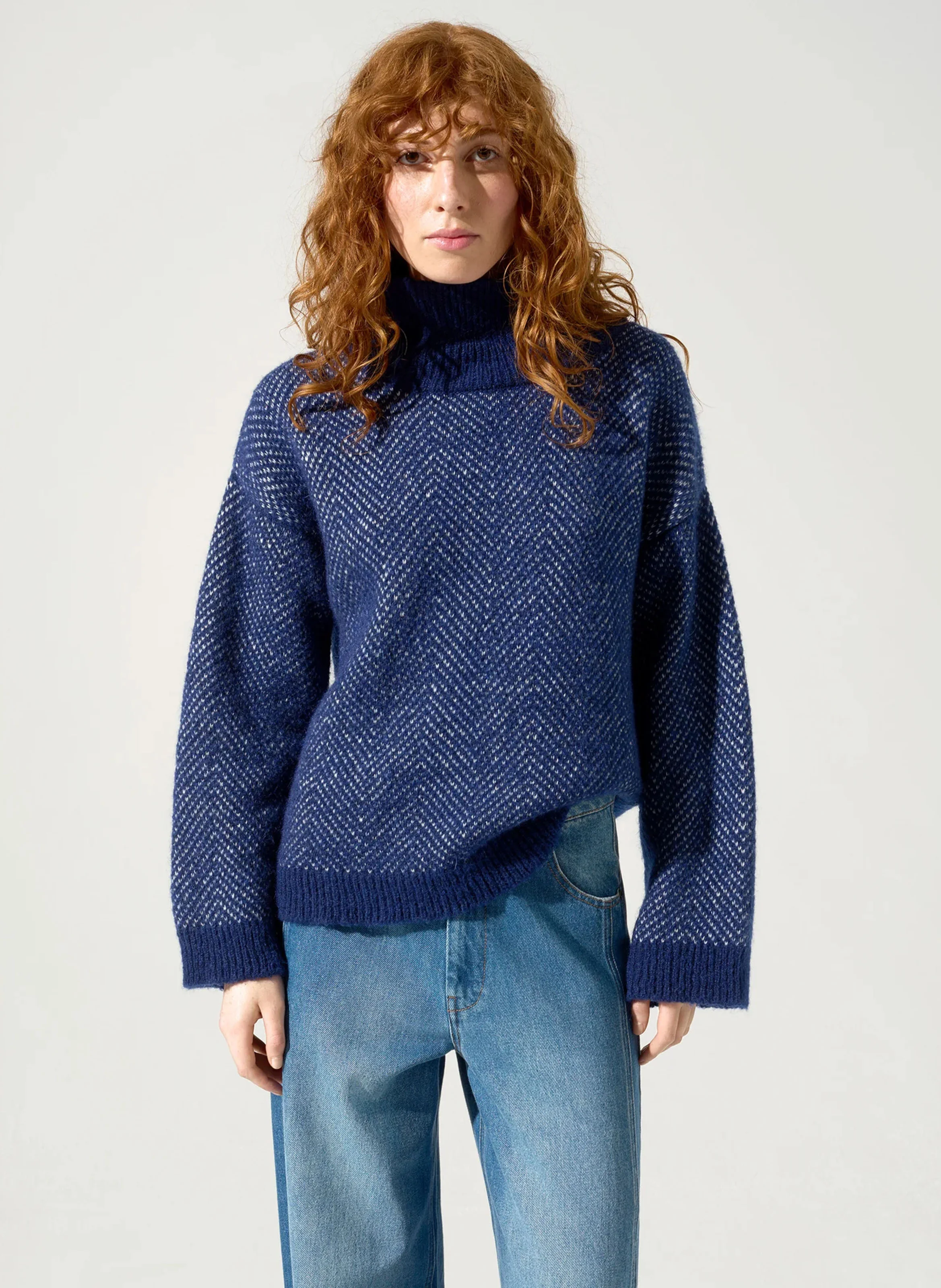 AZRA - Pull ample grosse maille| Bleu