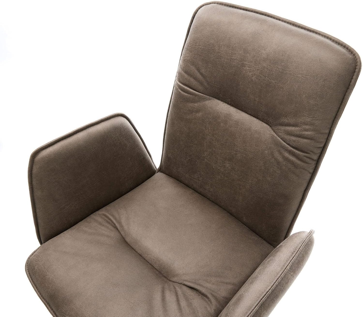 DELIFE Polsterstuhl Vinja-Flex Kreuzgestell kantig Edelstahl Mikrofaser Taupe Vintage