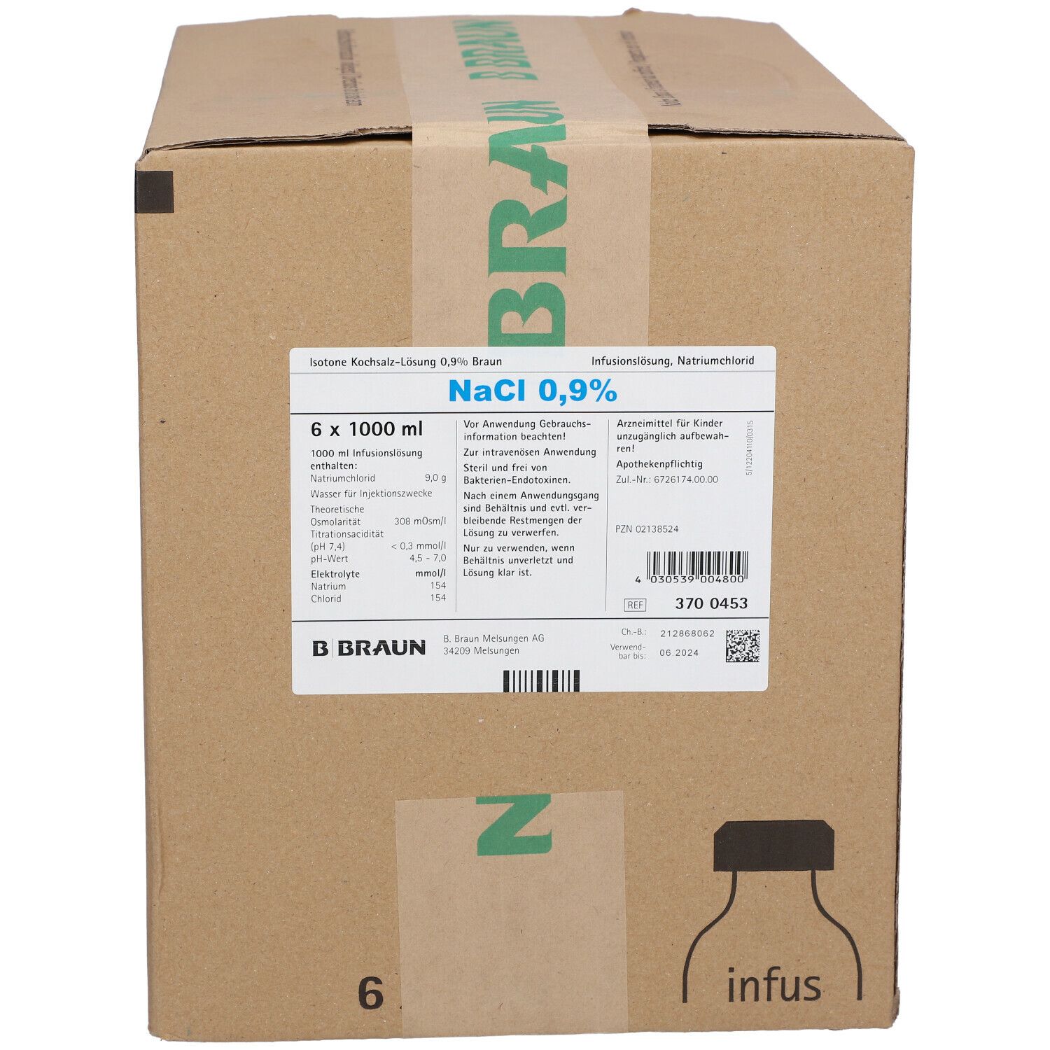 Isotone Kochsalz-Lösung 0,9% B. Braun, Glasflasche