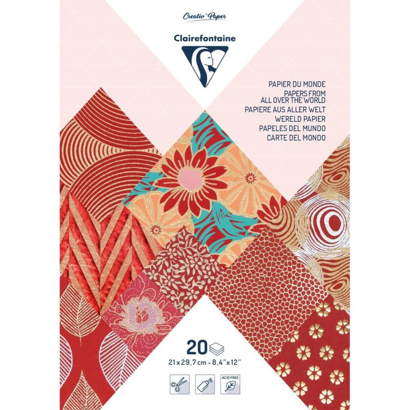 PAPIER ARTISANAL, Bloc encollé de 20 feuilles au format 21x29,7cm