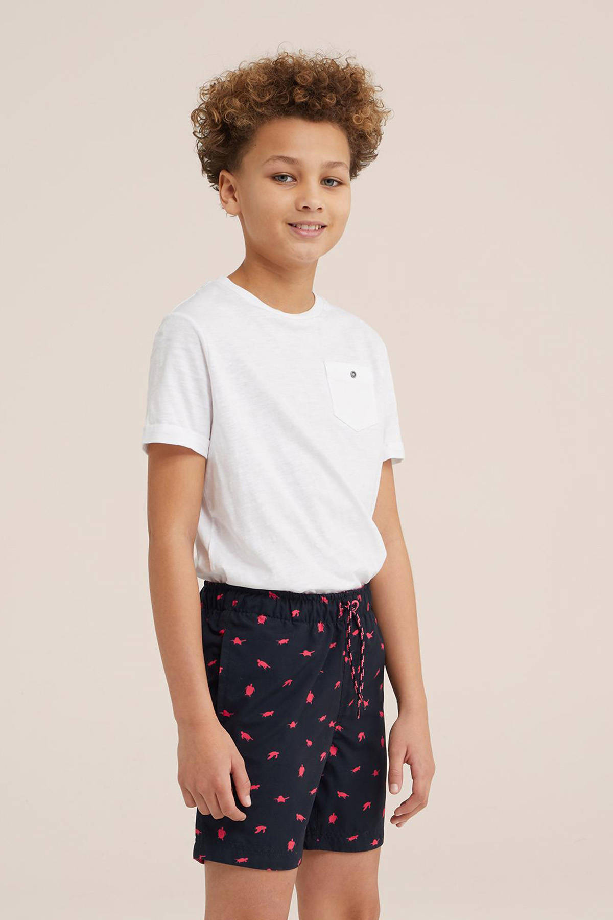 WE Fashion zwemshort donkerblauw/roze