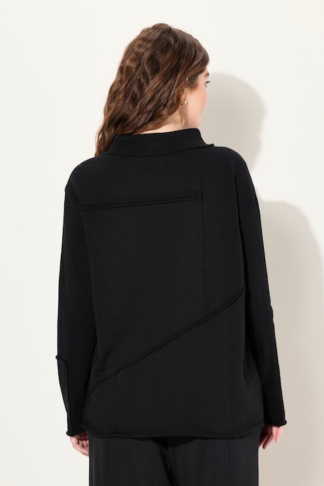 Sweatshirt, Regular Fit, Patchoptik, Stehkragen, Biobaumwolle