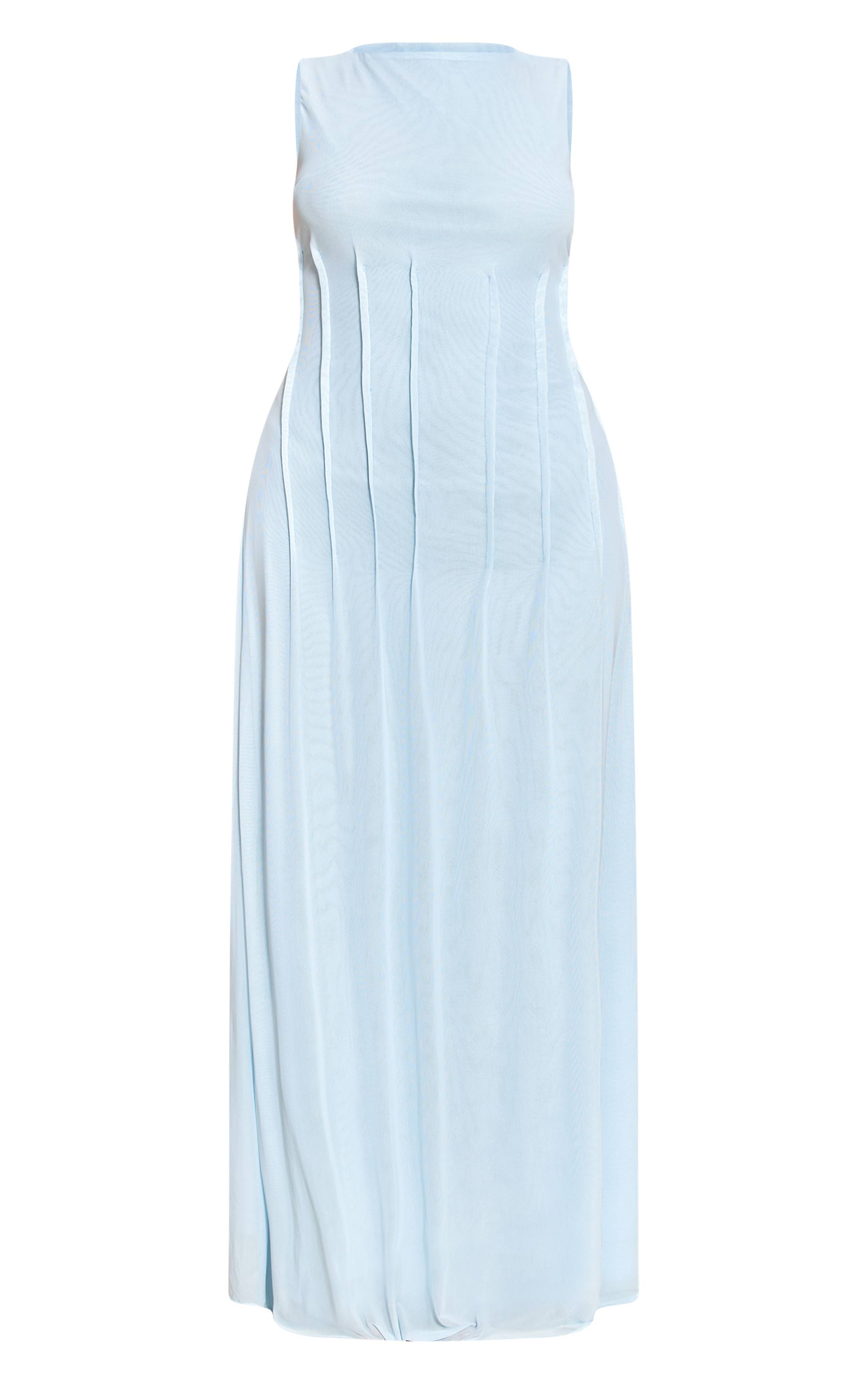 Bleu Robe Maxi Petite Bleu Ciel Avec Détail De Couture Frontale