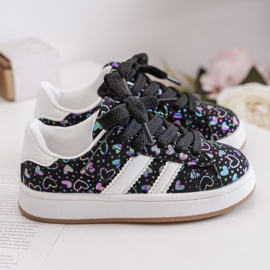 My heart sneakers - black (met klittenband)