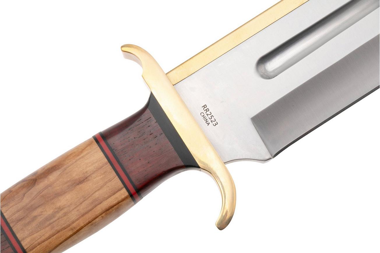 Rough Ryder Raiders Bowie RR2523, Satin Stainless Steel, Wood Handle, vaststaand mes