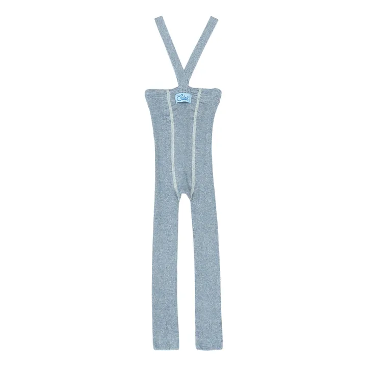 Silly Silas Collants à Bretelles Coton Bio Sans Pieds | Bleu