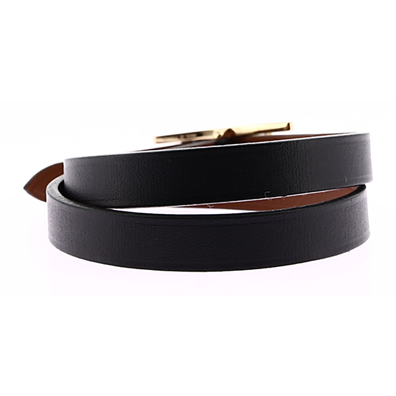 Hermès Bracelet Behapi double Tour en Cuir noir - Très bon état