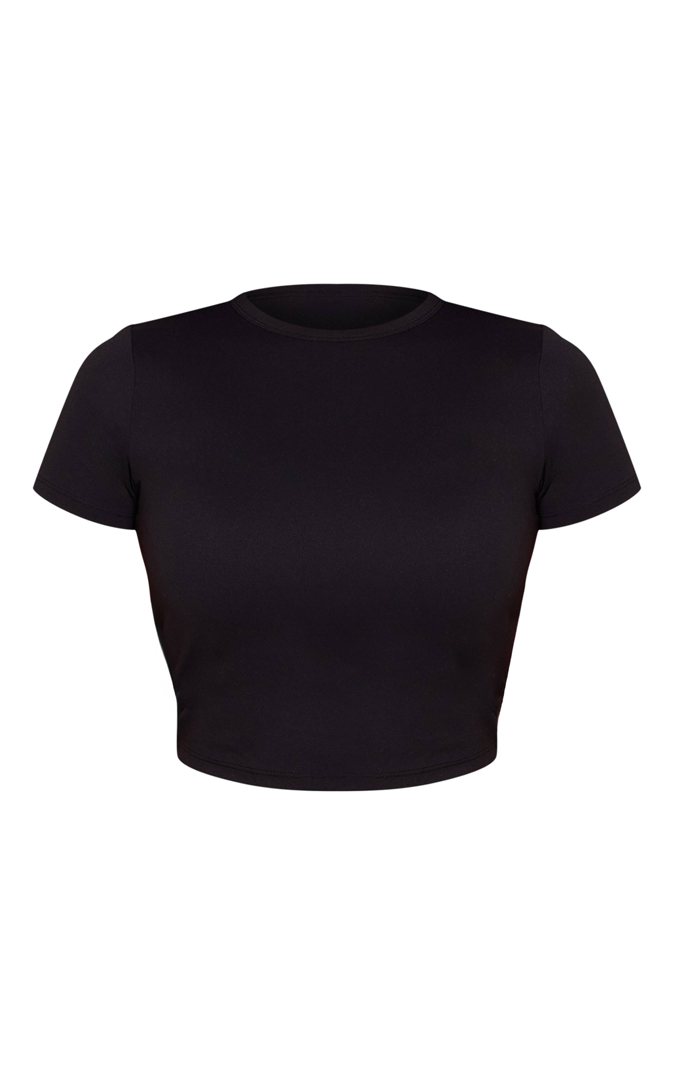 Noir T-shirt Shape À Manches Courtes Sculptant Avec Soutien-gorge Intégré