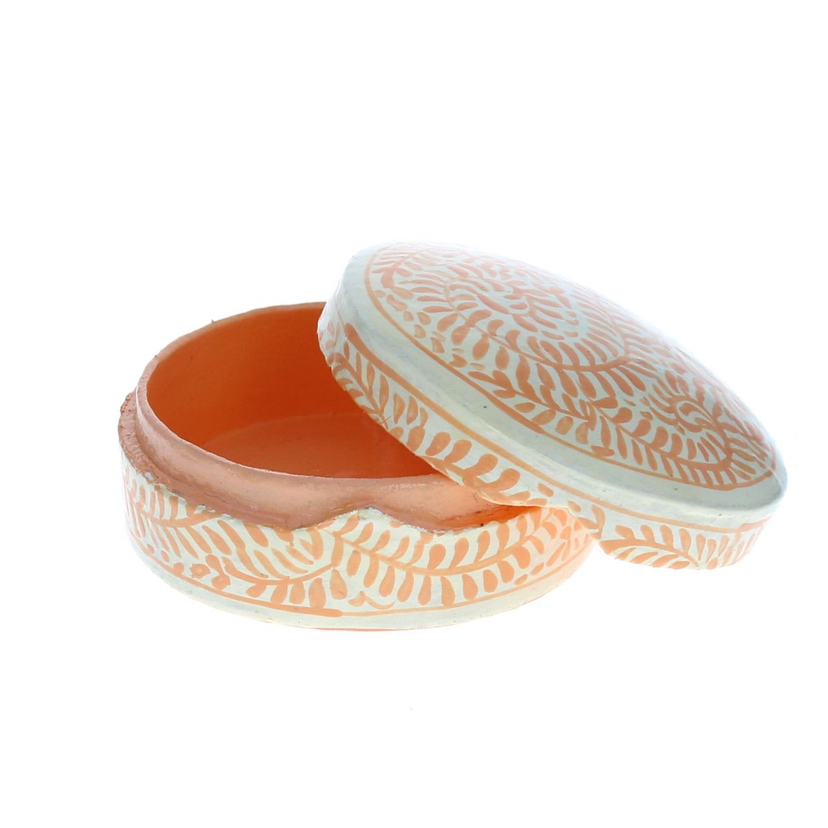 Boîte ronde à motifs orange