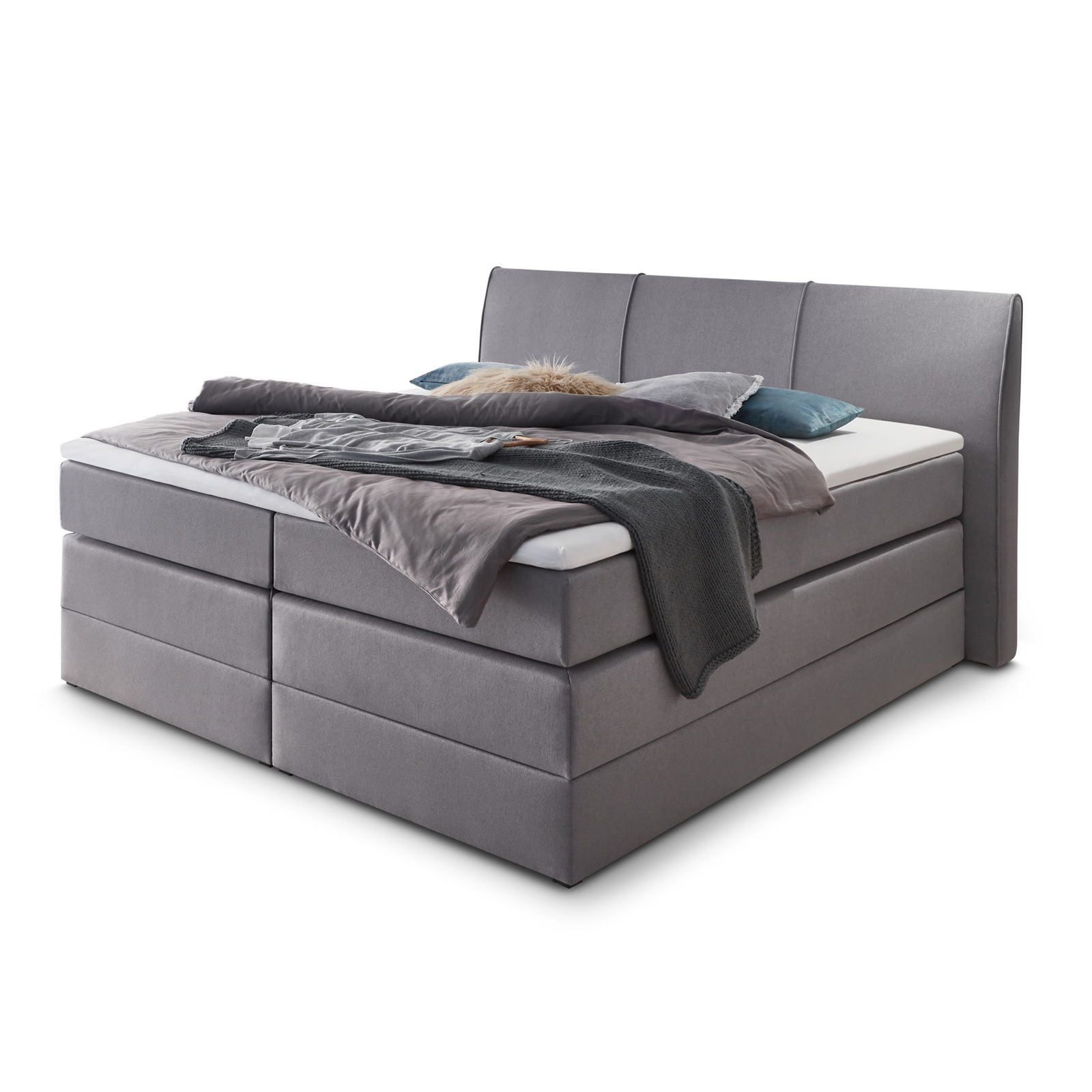 Boxspringbett - grau - H3/H4 - Taschenfederkern - 180x200 cm