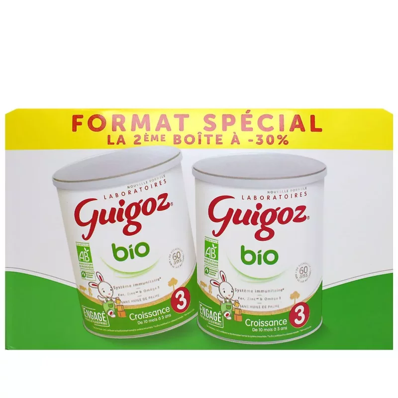 Lait de Croissance Bio Guigoz - De 10 mois à 3 ans - 2x800g