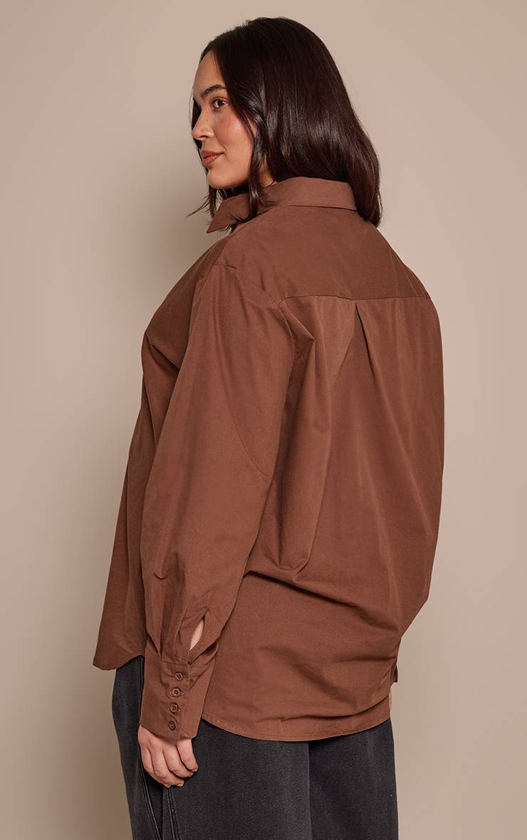 Chocolat Chemise Grande Taille En Coton À Poignets Oversize