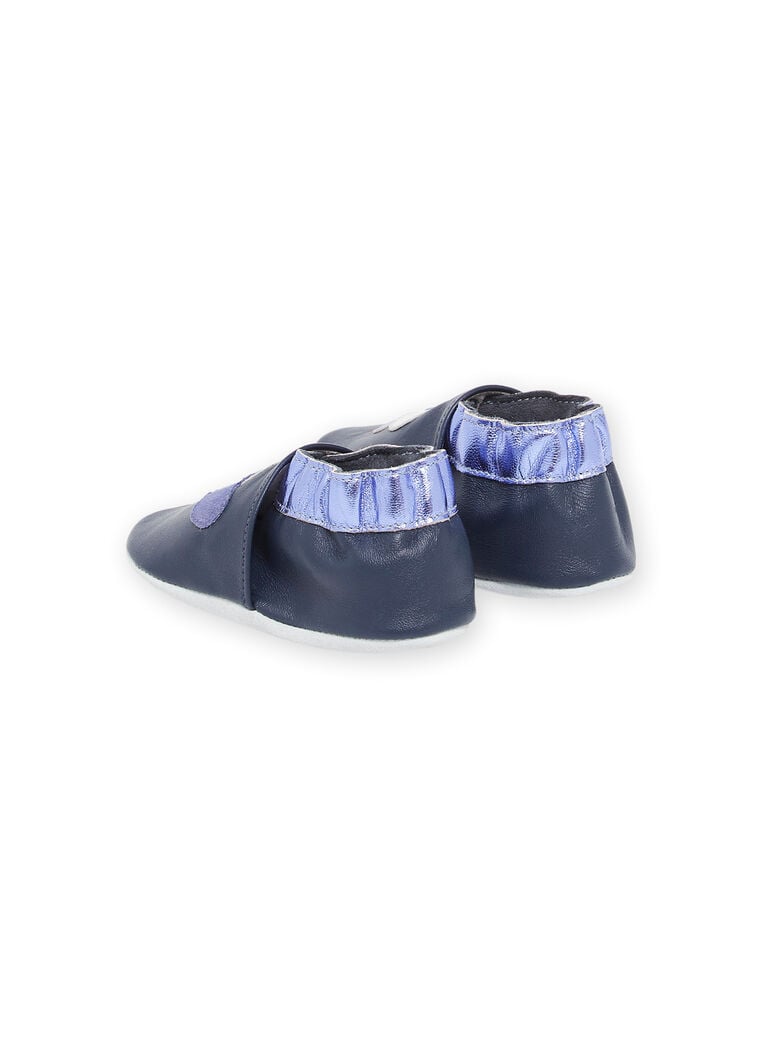 Chaussons en cuir bleus avec patch curs
