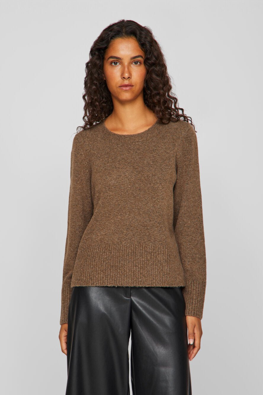 Vila  Viprima L/S O-Neck striktrøje - Fossil