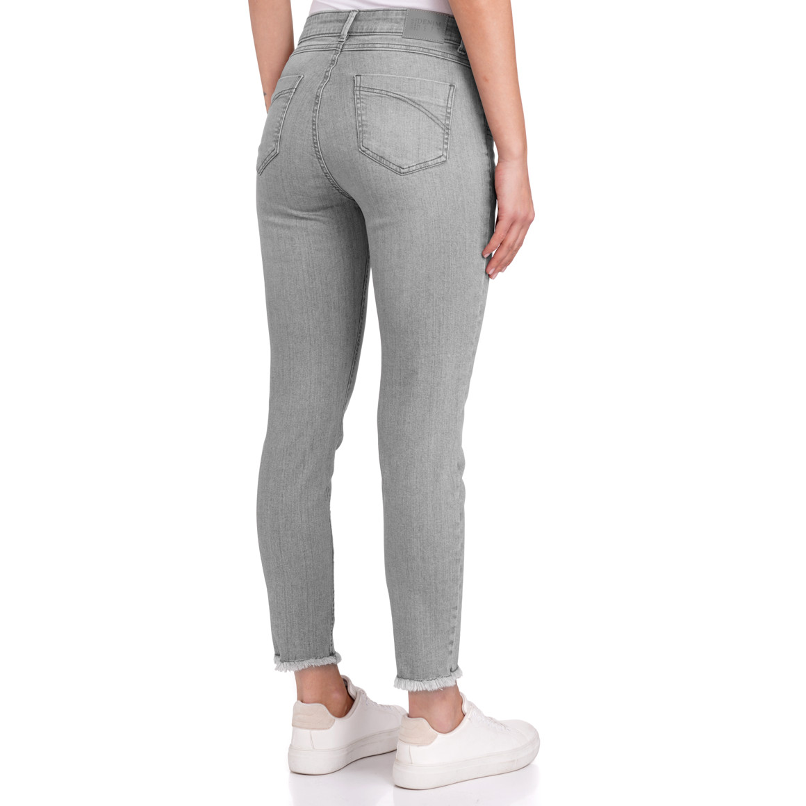 Gina Benotti Damen Slim-Jeans im Destroyed-Look grau