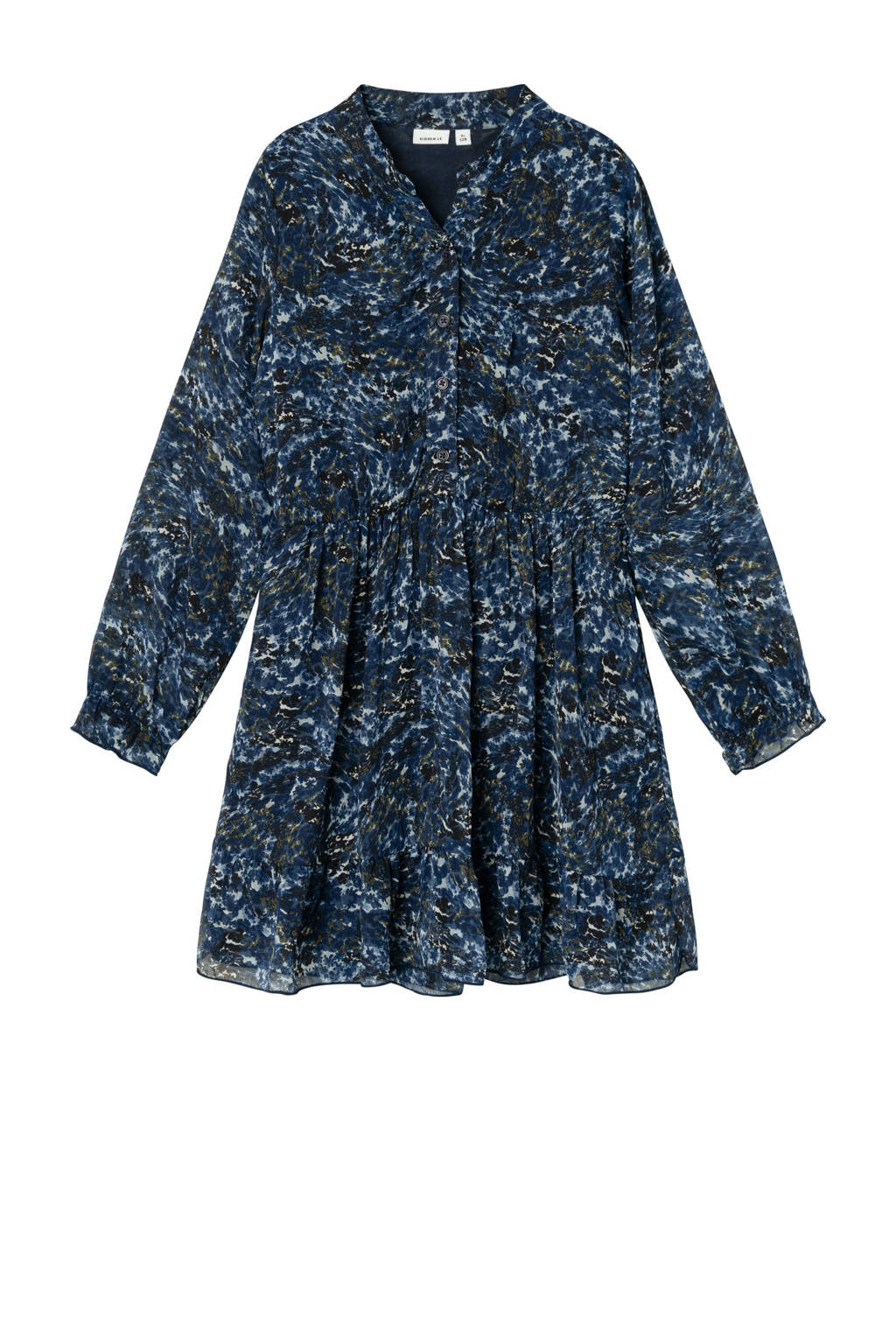 NAME IT A-lijn jurk NKFOLINKU met all over print zwart/donkerblauw