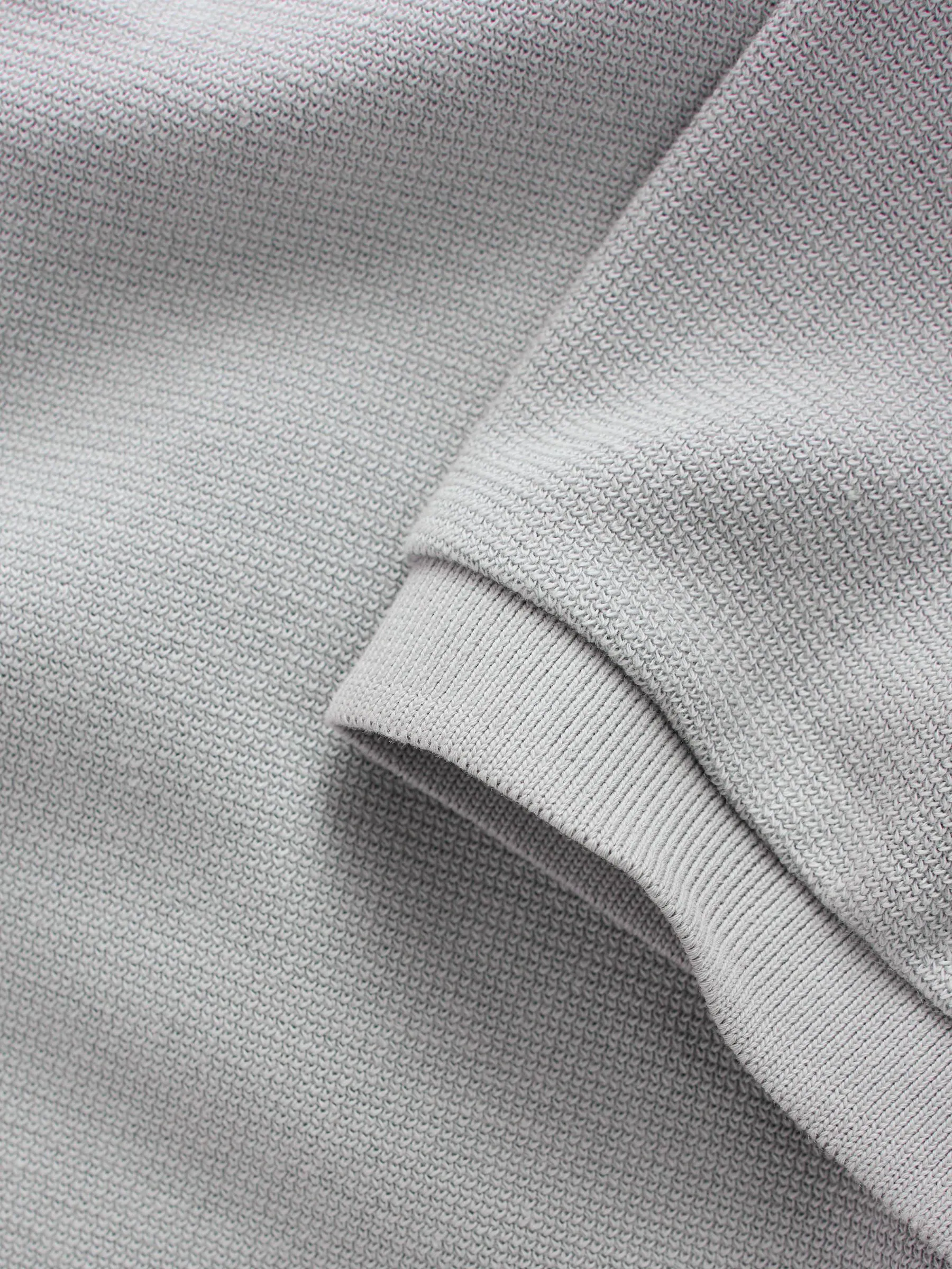 Grijs - Smart poloshirt met textuur en rits