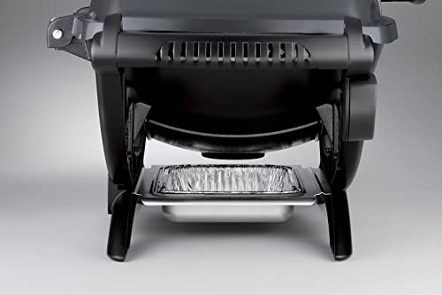 Weber Q1400 Barbecue électrique, surface de cuisson 43 x 32 cm, nomade, grille en fonte émaillée divisée en 2 parties, couvercle et cuve en fonte d’aluminium – Gris foncé (52020053)