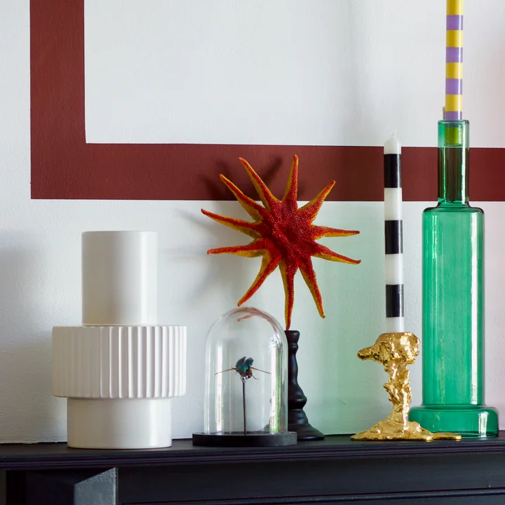 Pols Potten - Gear Vase, L, weiss / gold (matt glasiert)