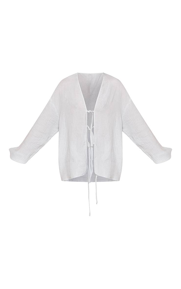 Bleu Poudré Chemise Coordonnée Tall En Gaze Texturée À Nouer Devant