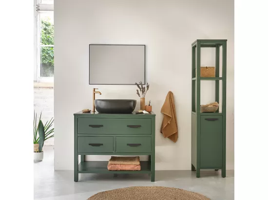 Meuble de salle de bain en acacia massif 90 cm