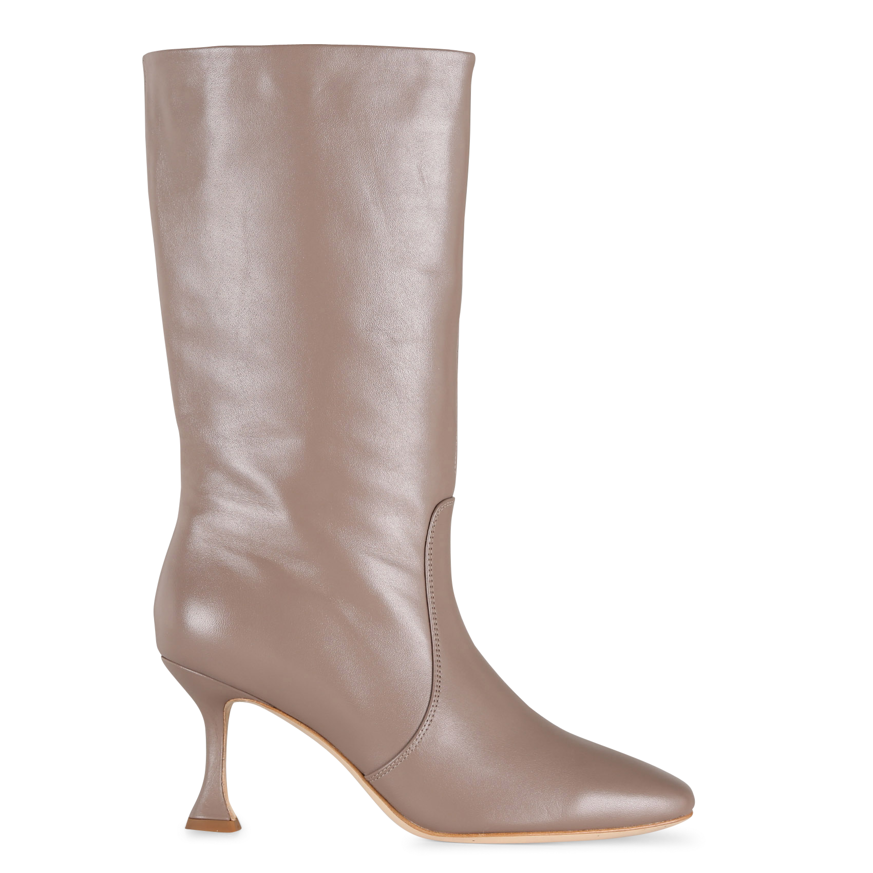 GIGI - Bottes à talon en cuir | Beige