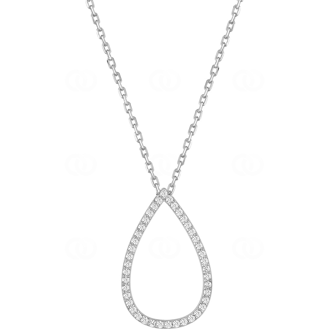 Collier mit Anhänger 925 Silber rhodiniert mit Zirkonia 43cm