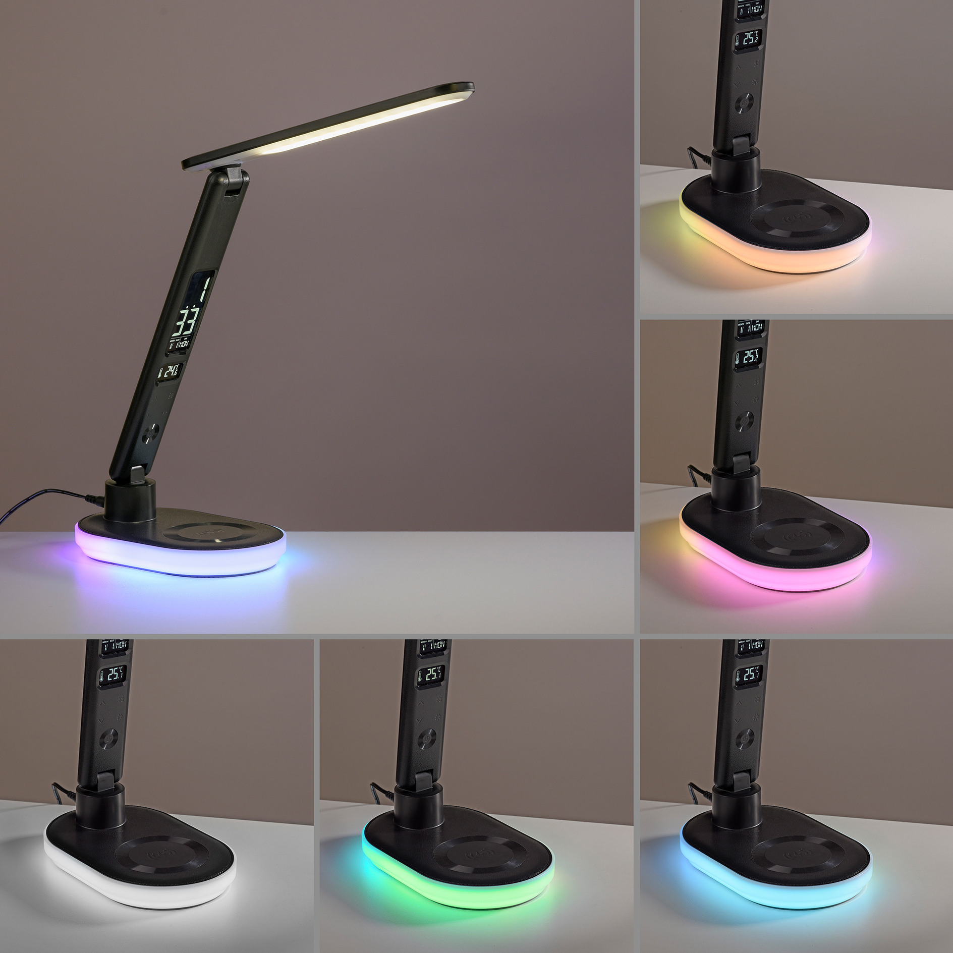 LED-Tischleuchte - schwarz - Touchdimmer - Wireless Ladefunktion