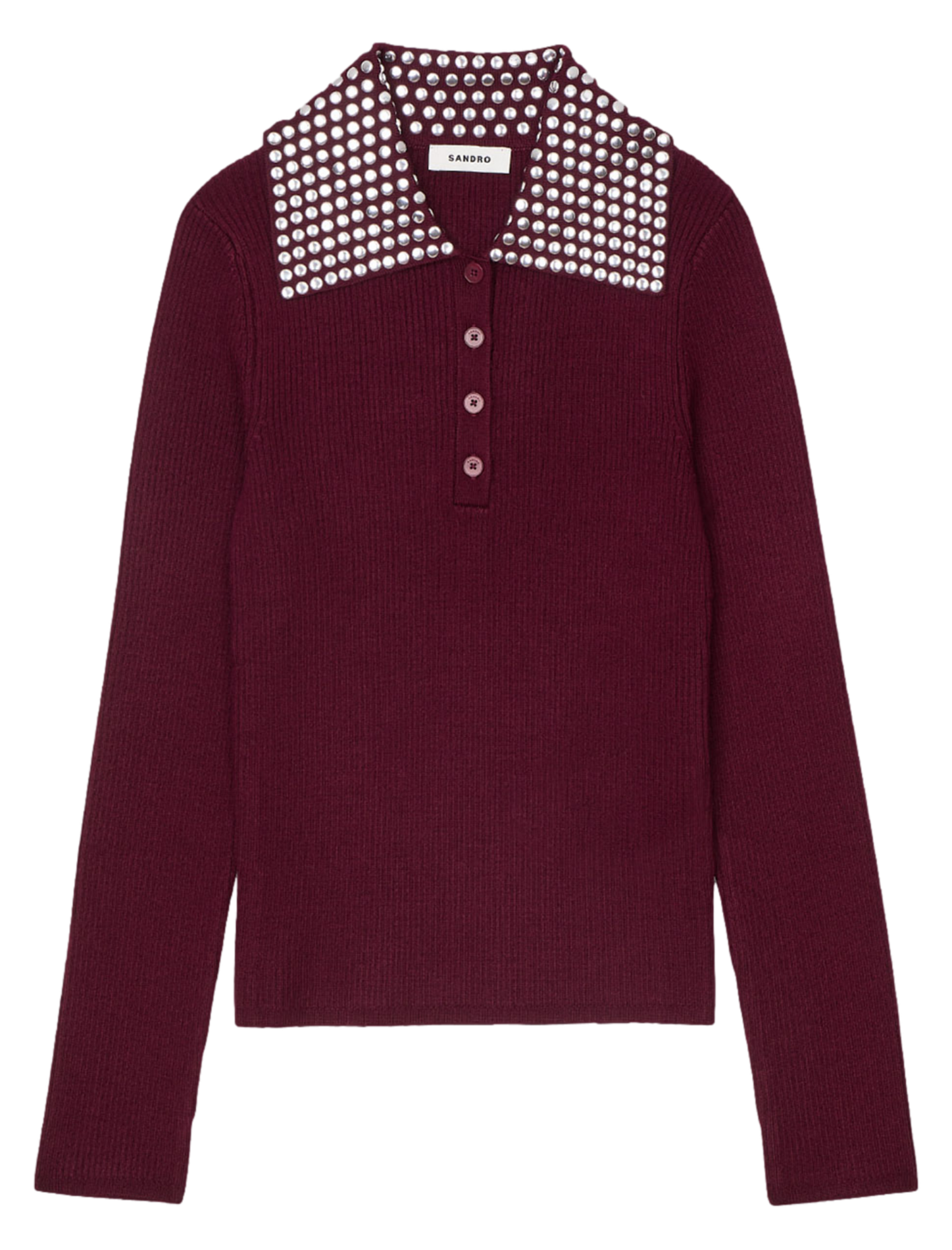Pull col vareuse en laine mélangée | Rouge