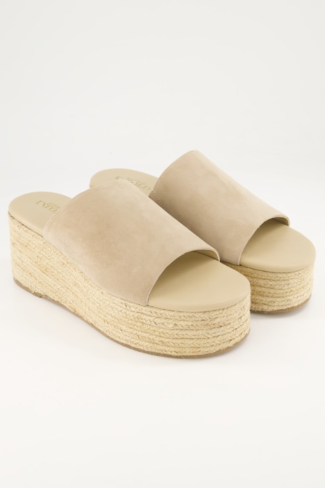 Leder-Pantolette, echtes Leder, Plateausohe in Flechtoptik