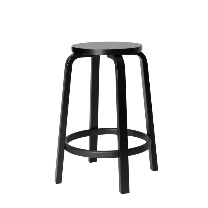 Artek - 64 Barhocker H 65 cm, Birke schwarz lackiert