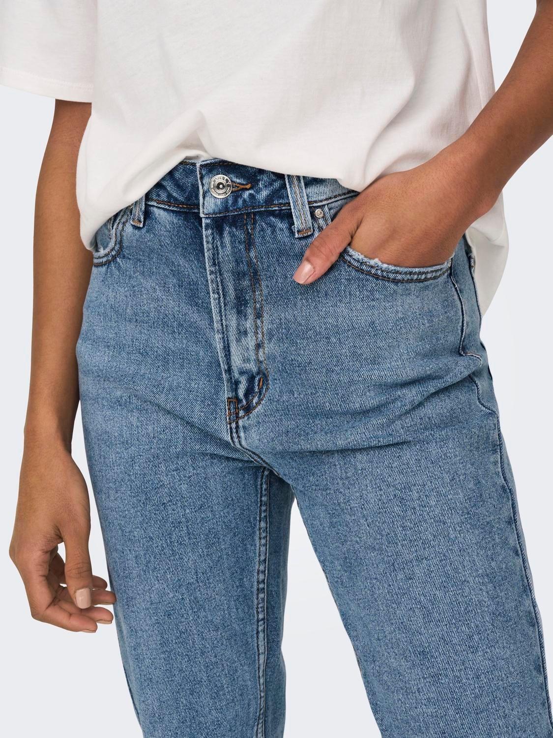ONLEMILY Hohe Taille Gerade geschnitten Jeans Light Blue Denim