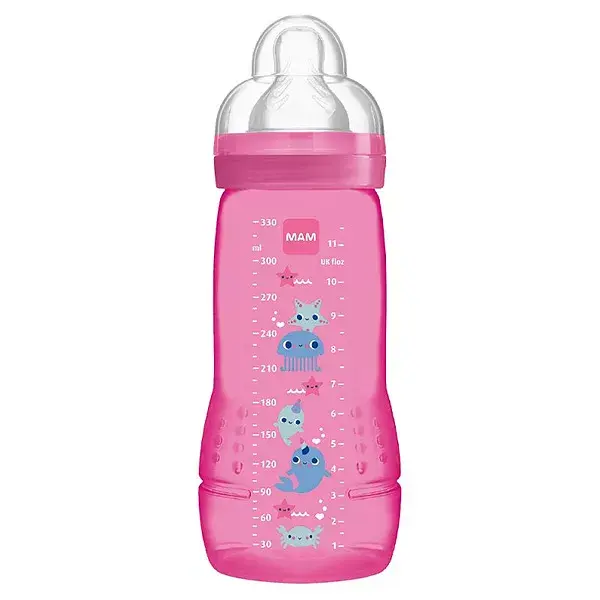 Mamadeira MAM Easy Active X Flow +6m Rosa Animais Marinhos 330ml