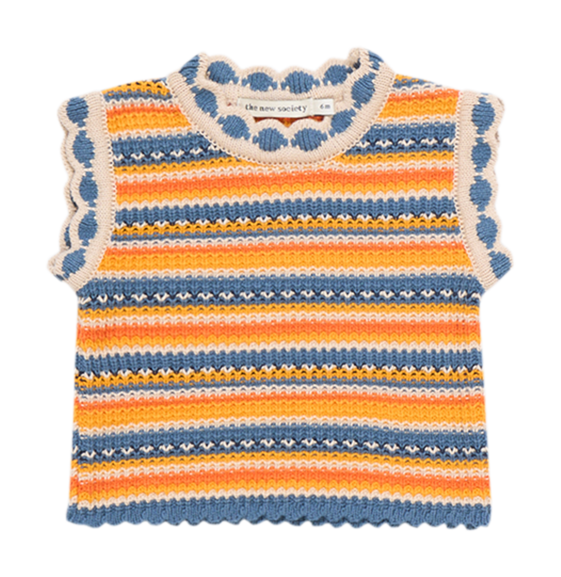 MARCO - Pull sans manches à col rond en coton biologique | Multicolore