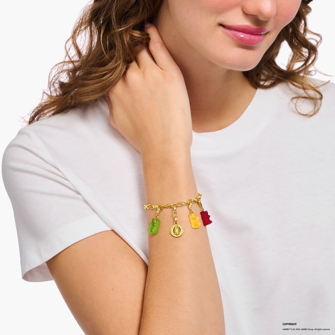 Thomas Sabo x HARIBO Charm-Armband mit Goldbären Logo-Ring vergoldet