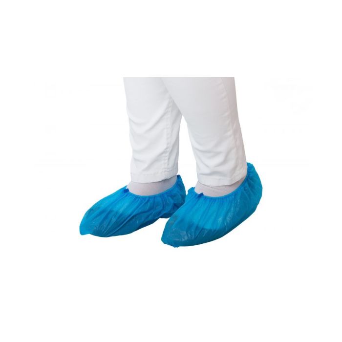 Overschoenen 40micron 100st Schoenovertrekken schoenhoezen geruwd maat 36-46 CPE blauw (8716244004255)