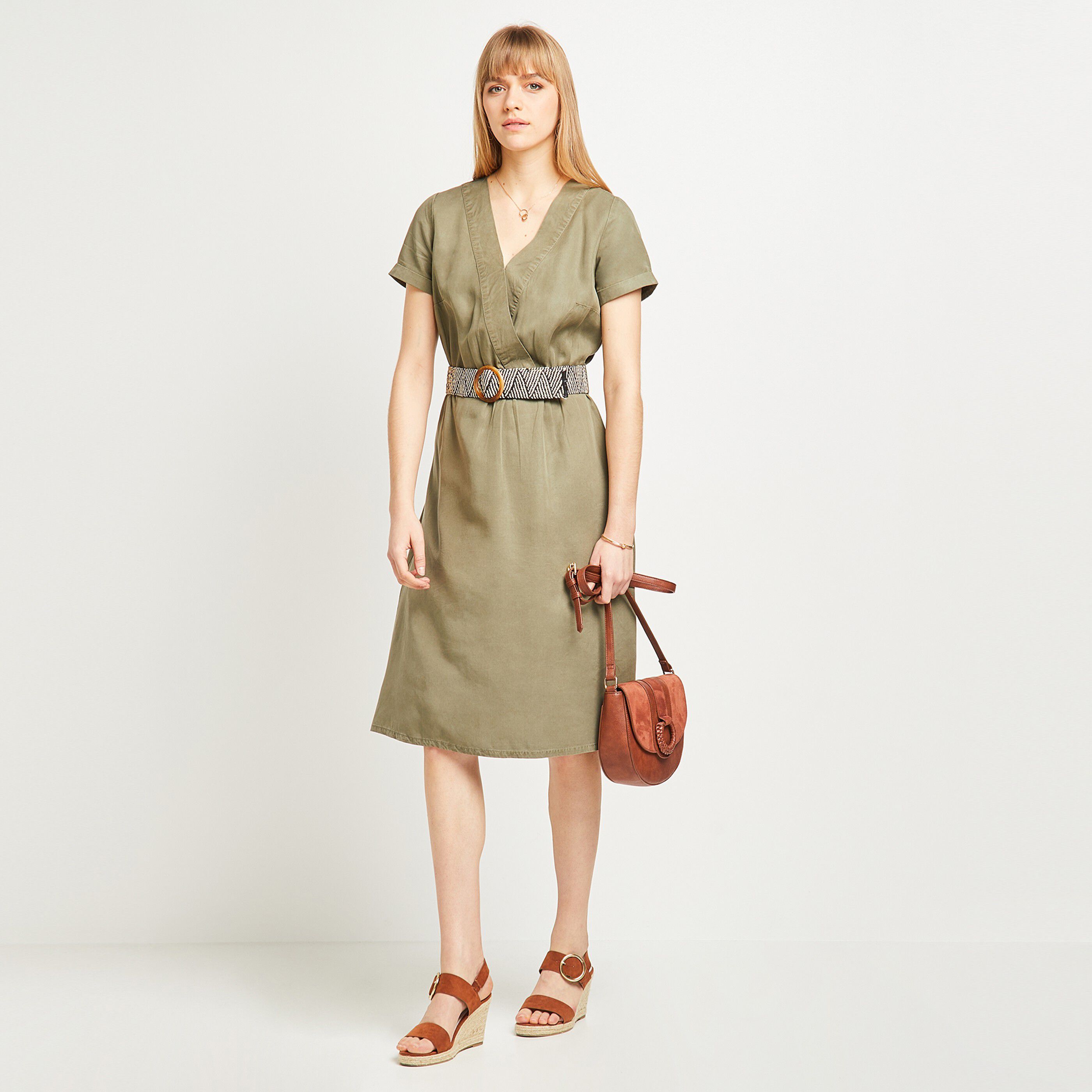 Robe ceinturée femme - KAKI