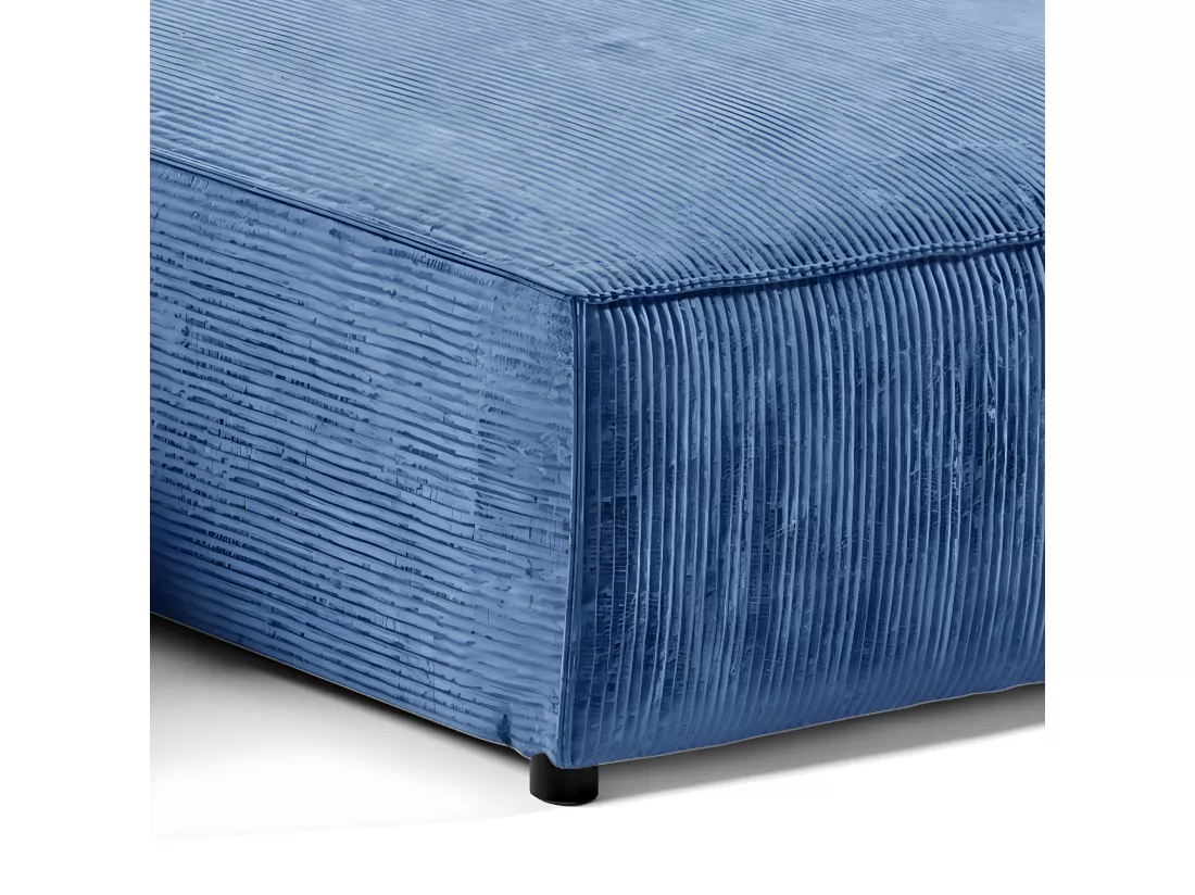 Canapé U 5 places convertible coffre Isaac velours côtelé Bleu